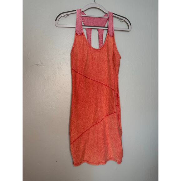 Free People Orange and pink mini dress groovy Bodycon color blocking - Picture 1 of 7